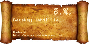 Betskey Mahália névjegykártya
